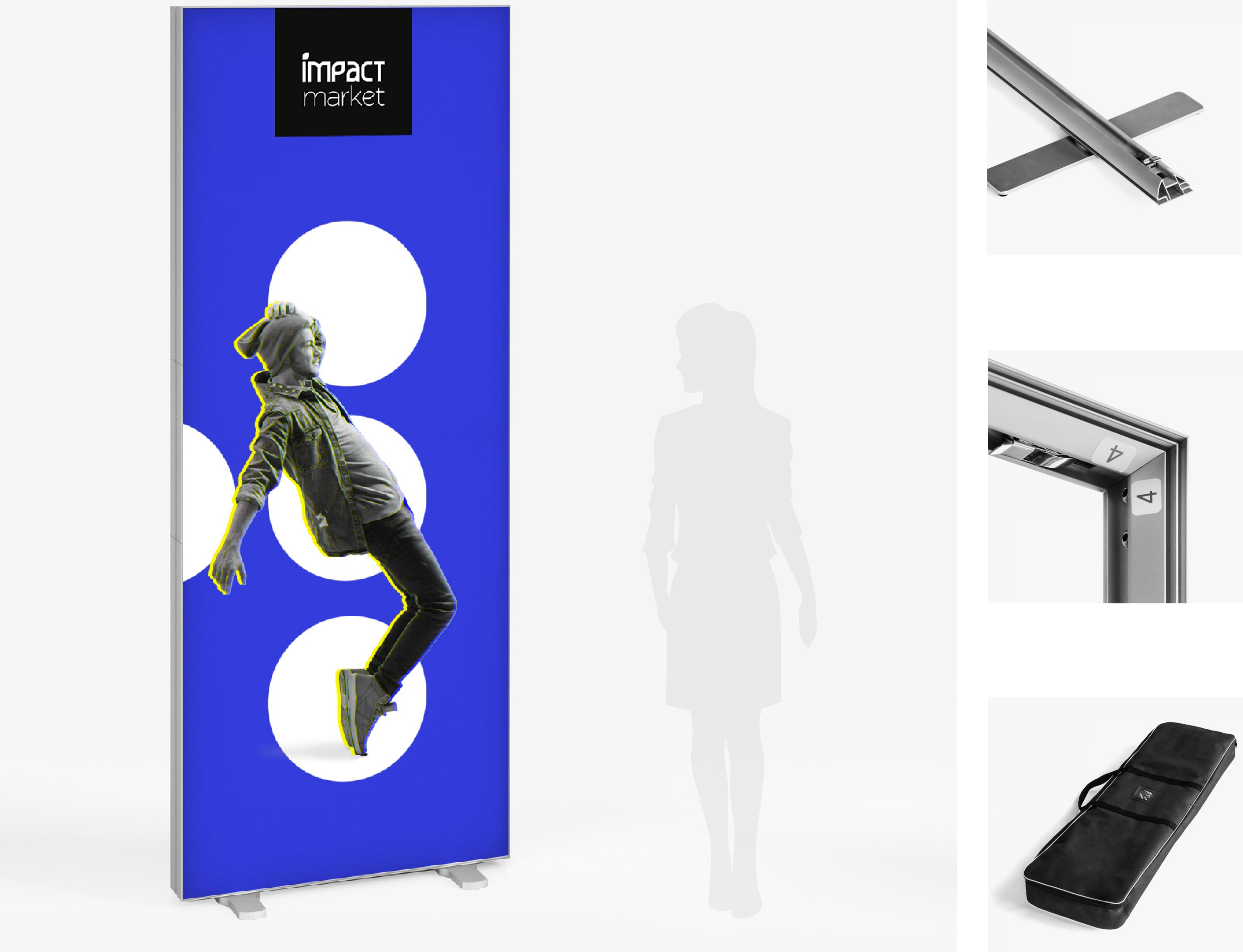 Un cadre aluminium et un textile personnalisé pour vos stands.