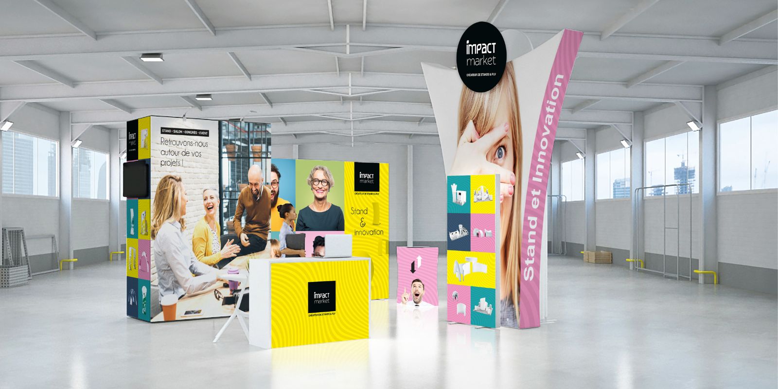 un stand design, modulable et réutilisable, faites-vous remarquer avec Impact Market.